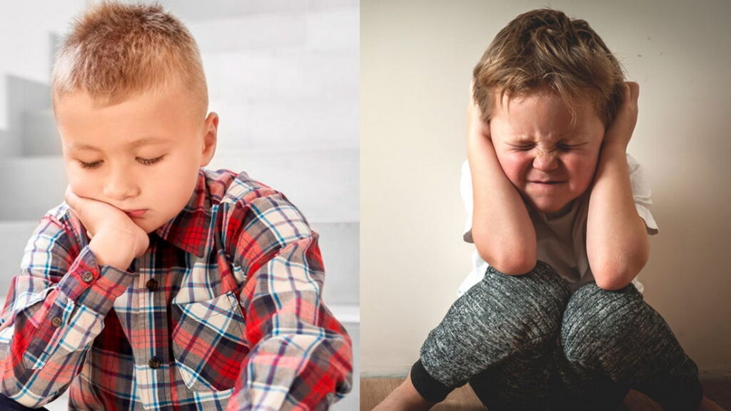Колаж із двома дітьми із симптомами ПТСР