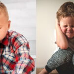 Коллаж с двумя детьми с симптомами ПТСР